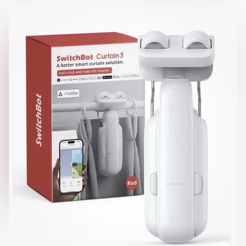 SwitchBot Curtain Rod 3 W2400000 White App Control Smart Curtain Opener